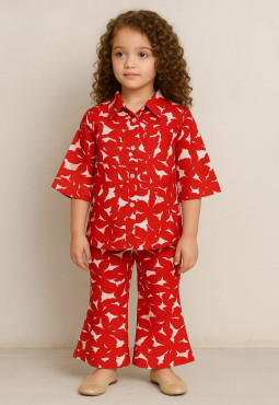 Red and white printed cord-set