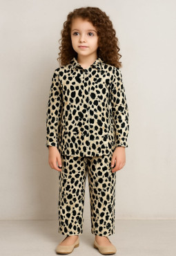 Off-white and Black Cheetah printed cord-set